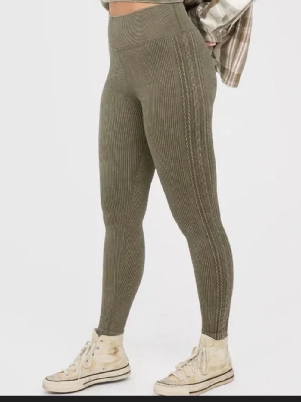 Offline by Aerie Ribbed Seamless Leggings Olive Green | High Rise | Athleisure